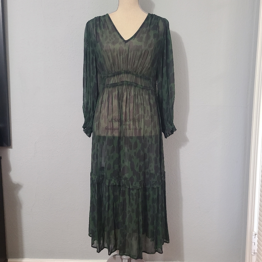 Velvet by Graham & Spencer Women's Kendra Long Sleeve Tiered Midi Boho Dress XS